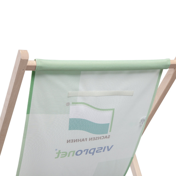 Adhere hook-and-loop tape at the desired height to the back of the deck chair.
