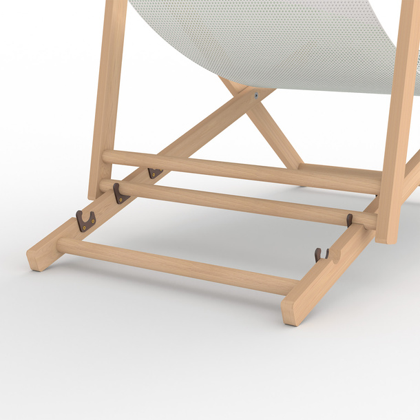 Deck chair, 3-position adjustable, detail: plastic safety bracket