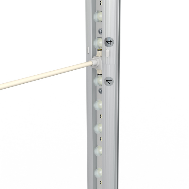 Trade show wall Lightbox click, support rod mounting
