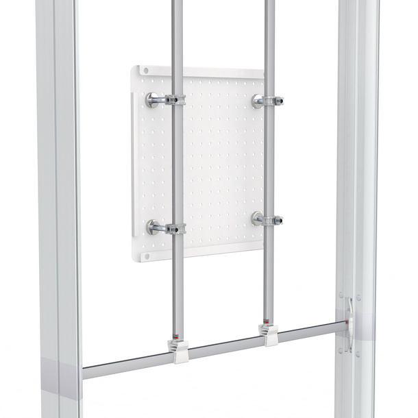 Perforated panel is held by strong magnets