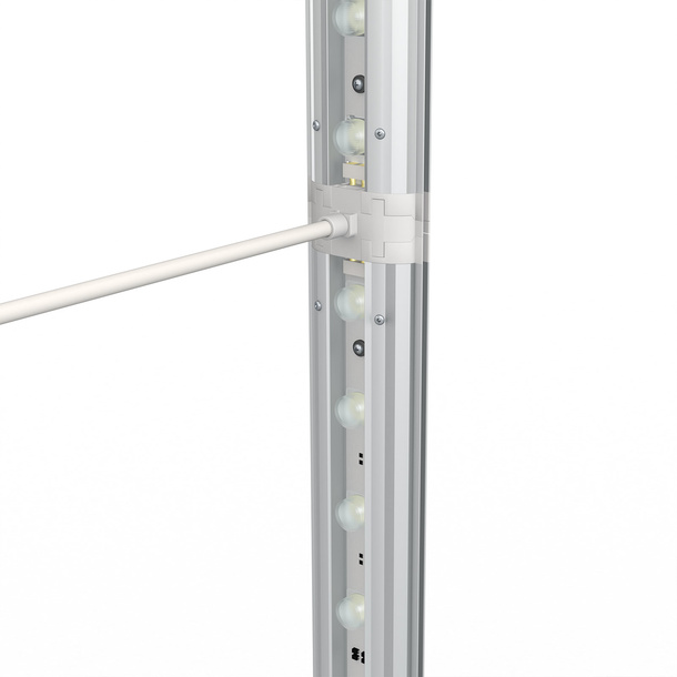 Trade show wall Lightbox fold, support rod mounting