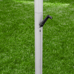 Perfectly tensioned canopy roof: 5-part mast with crank system