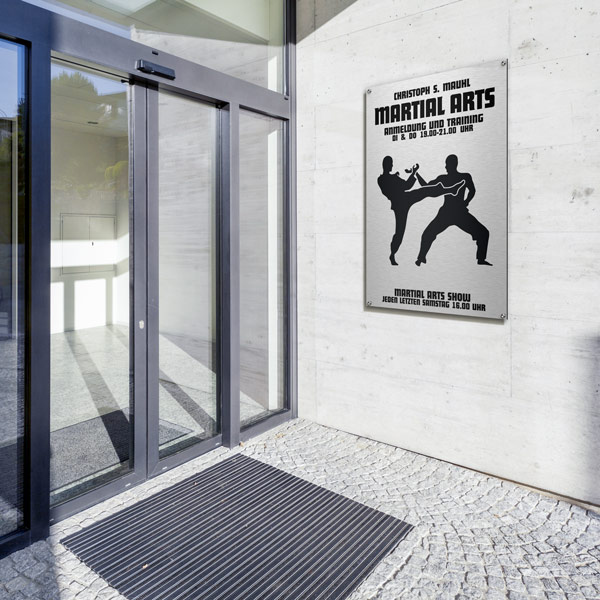Company sign as a welcome at the entrance area