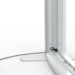 Trade show wall Lightbox flex curved, detail: lower corner with attached power cable