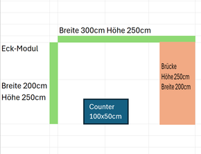 Kederrahmen flex - Messestand 1 (Eckmodul + Brücke + Counter ja/nein)