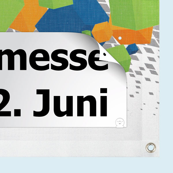 Mesh Banner, fastening of the interchangeable graphic with Minax buttons