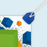 PVC banner, corner including mini clamp eyelet and tensioning elastic with hook