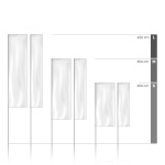 System height overview, banner arm width 80 cm or 50 cm