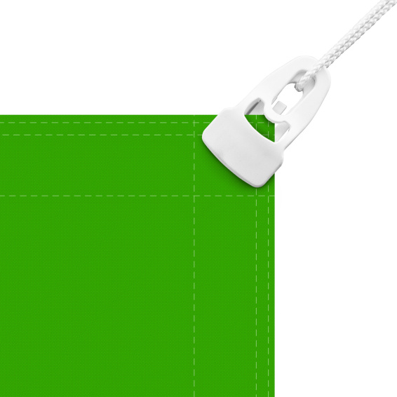 Detailed view of tensioning banner with edge reinforcement and clamp eyelet Midi