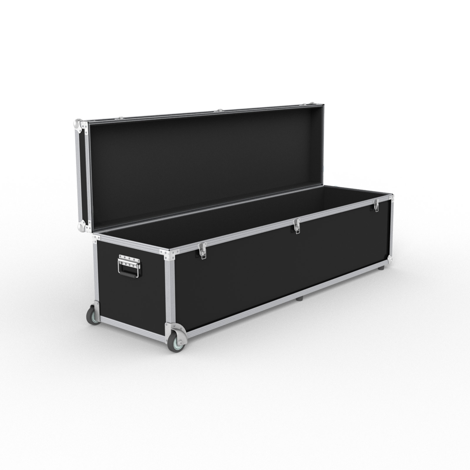 Trolley box: lid can be positioned upright, with padded interior and edges