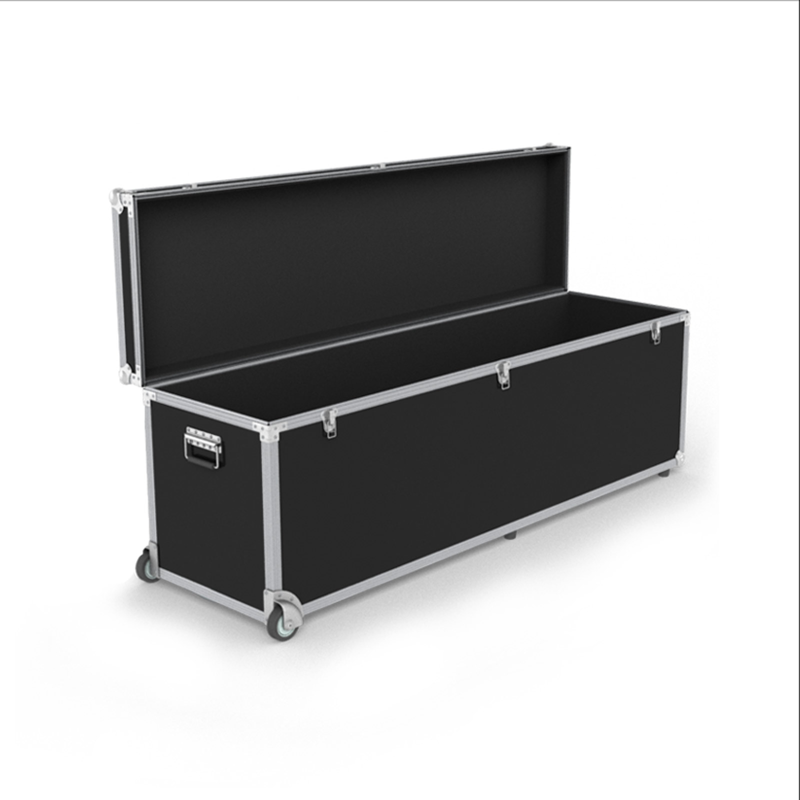 Trolley box: lid can be positioned upright, with padded interior and edges