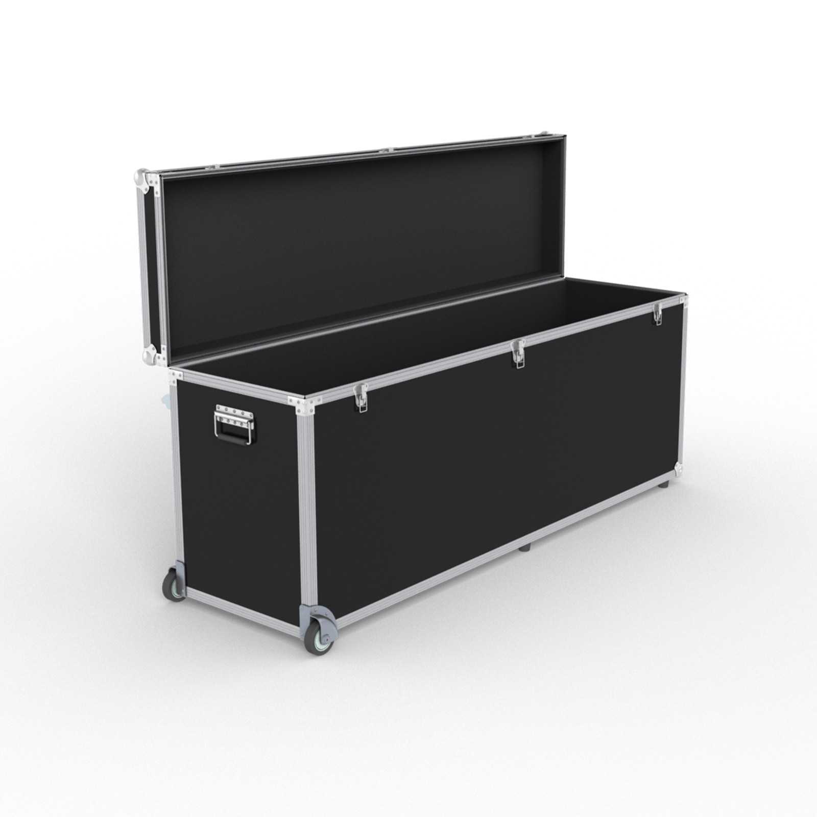 Trolley box: Lid can be positioned upright, with padded interior and edges