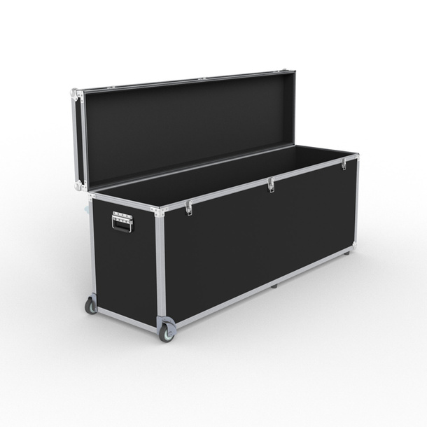 Trolley box: Lid can be positioned upright, with padded interior and edges
