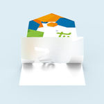 Frosted glass film: design printed in white on the reverse side, unprinted areas translucent