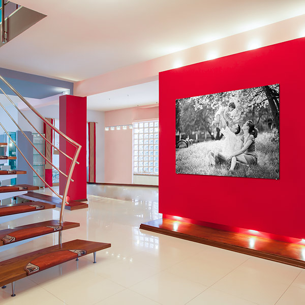 Poster made of silver aluminum composite panels in landscape format