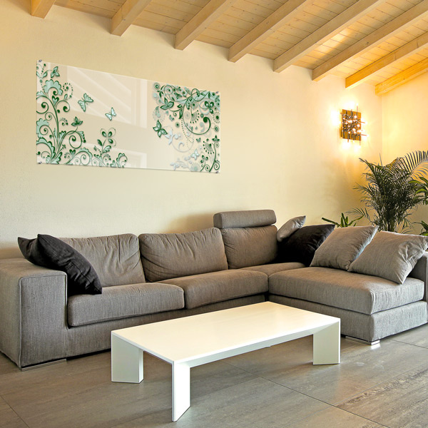 Poster on acrylic glass as a decorative living room accessory