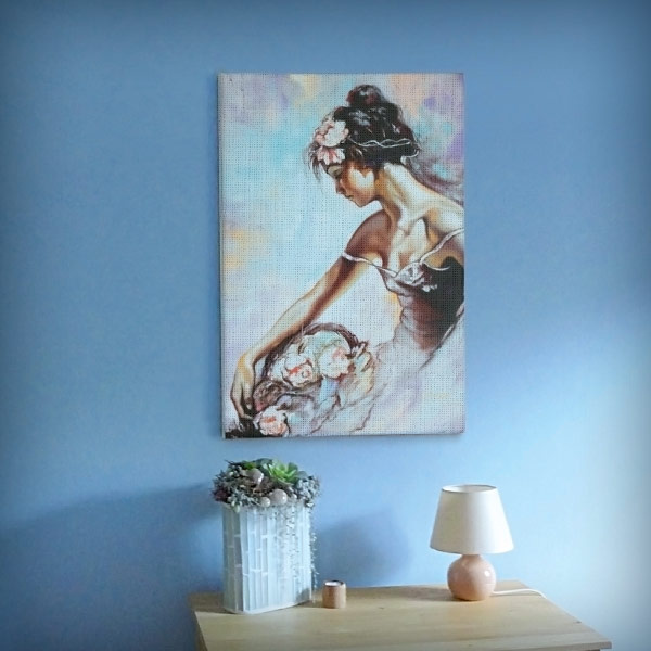 Poster on photo canvas with stretcher frame as room decoration