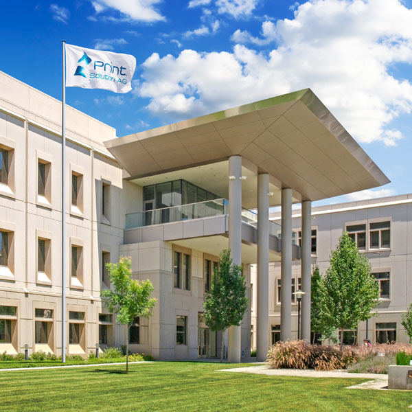 Feather flag in landscape format with company logo