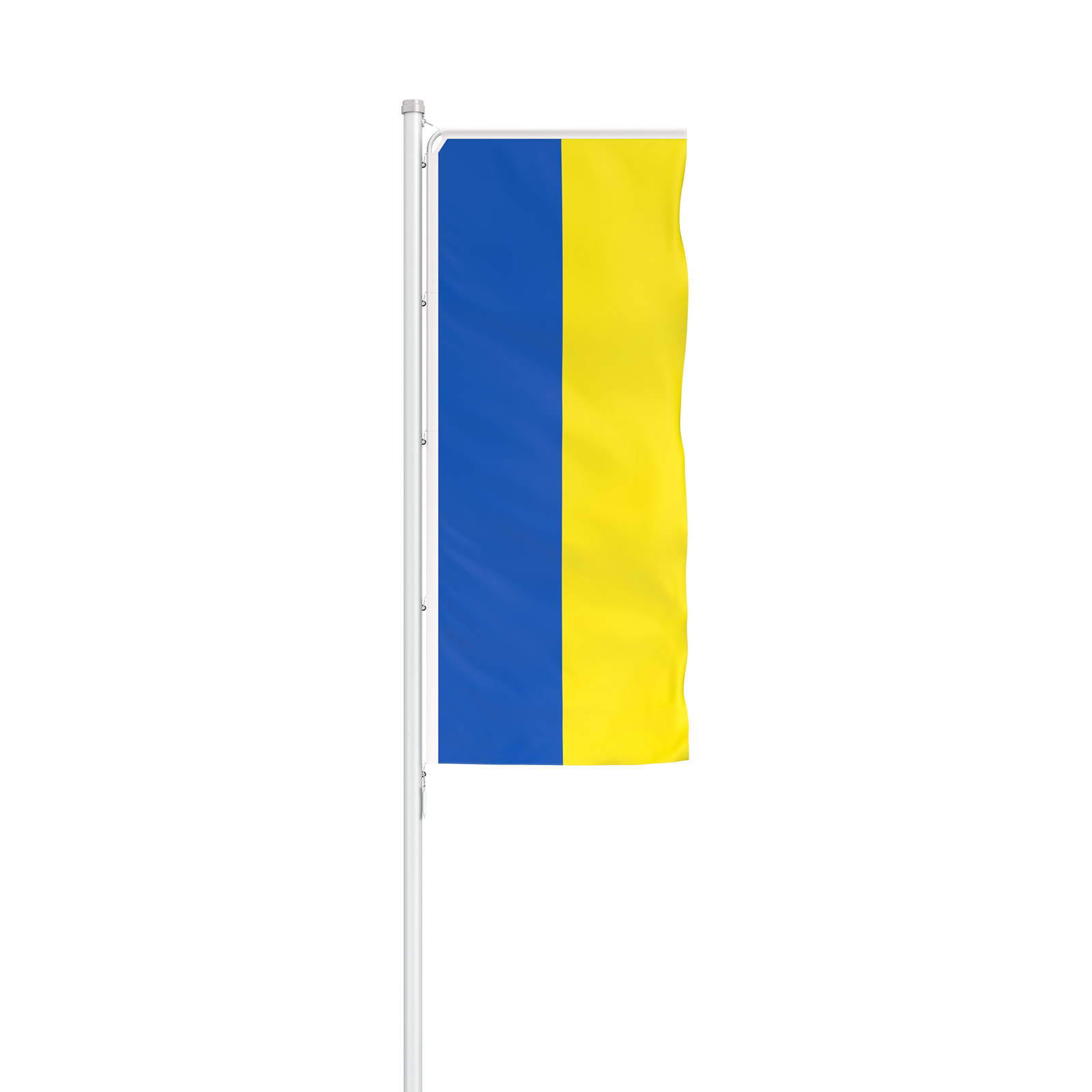 Ukraine flag in portrait format with Basic flag stand