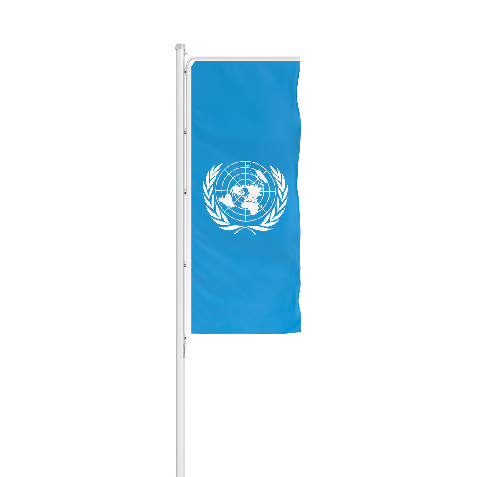 UN flag in portrait format with Basic flag stand