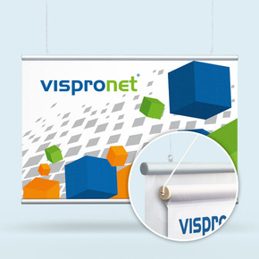 Twiny fabric banner in landscape format with rails, up to 4 m², printed on both sides