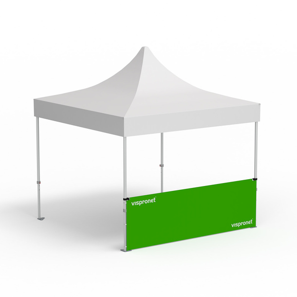 Premium folding pavilion, example with 1 half-height wall 3 m
