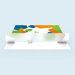 Frosted glass film: design printed in white on the reverse side, unprinted areas translucent