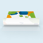 Front side with design, unprinted areas, and white back side