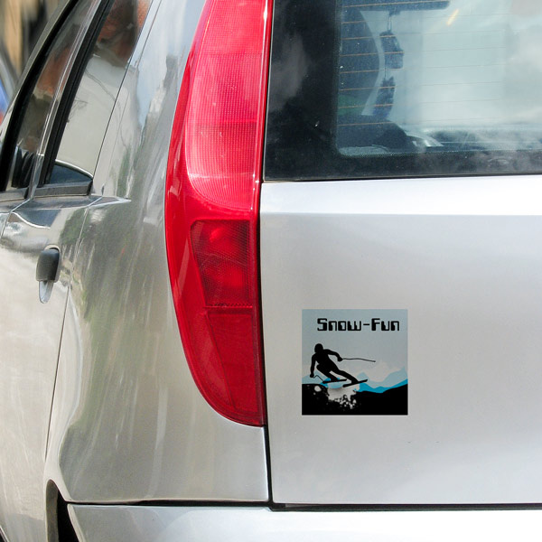 Small car sticker for winter sports enthusiasts, permanently adhesive