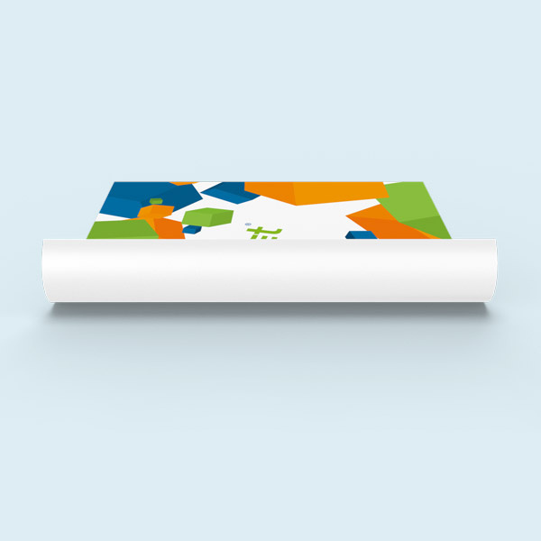 Front side with design, unprinted areas, and white back side