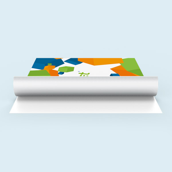 Front side with design, unprinted areas, and white back side