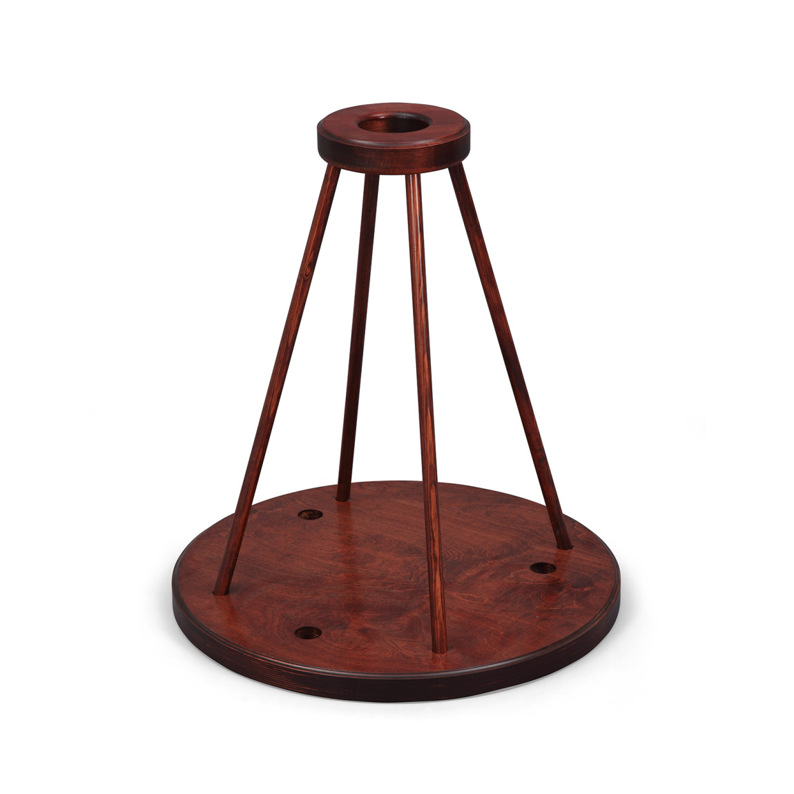 Freestanding display stand, dark wood, triple-tier