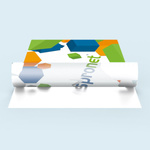 White underprint on the back. Colors: Design opaque, unprinted areas transparent.