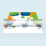 Transparent film without white print: design is translucent, unprinted areas are transparent.