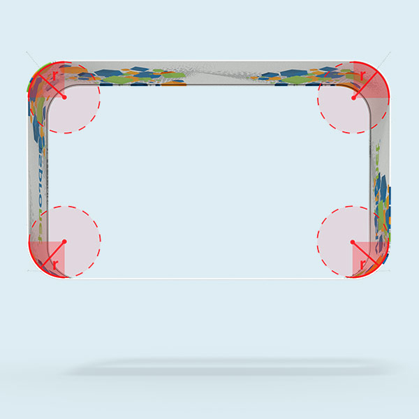 Rectangular Ceiling Hanger, Curved - Radius 50 cm