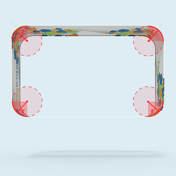 Rectangular Ceiling Hanger, Curved - Radius 50 cm