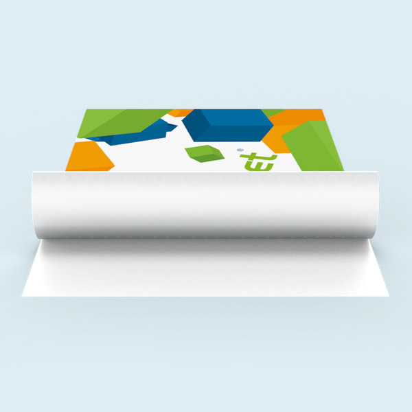 Front side with design, unprinted areas, and white back side