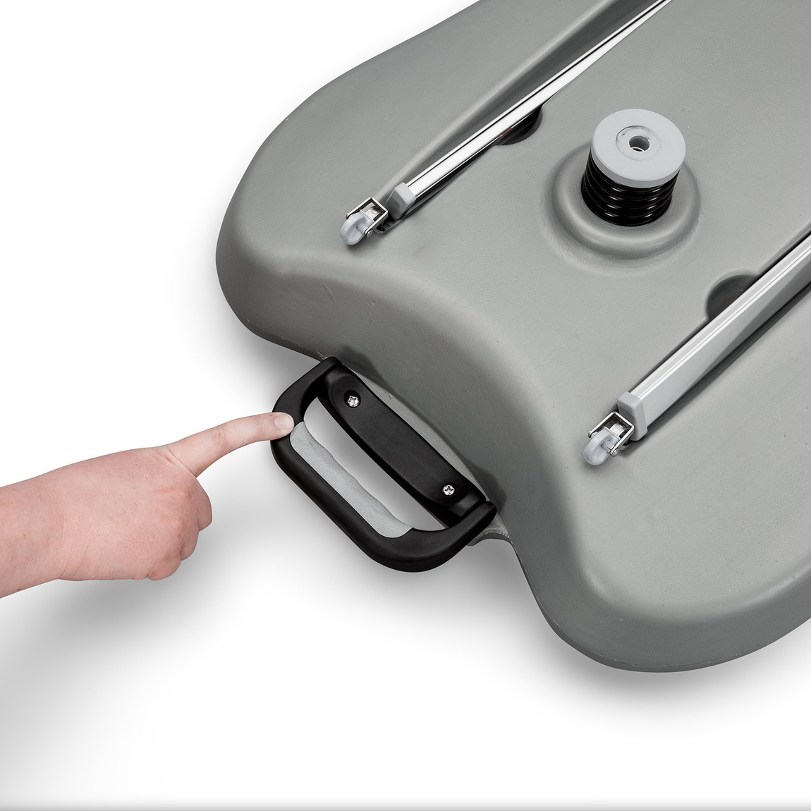 Comfortable transport via foldable pull and carrying handle