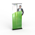 Roll Up mit Displayfolie 175, transparent (Weißdruck hinter Farbflächen)