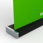 black aluminum housing with chrome-colored side caps