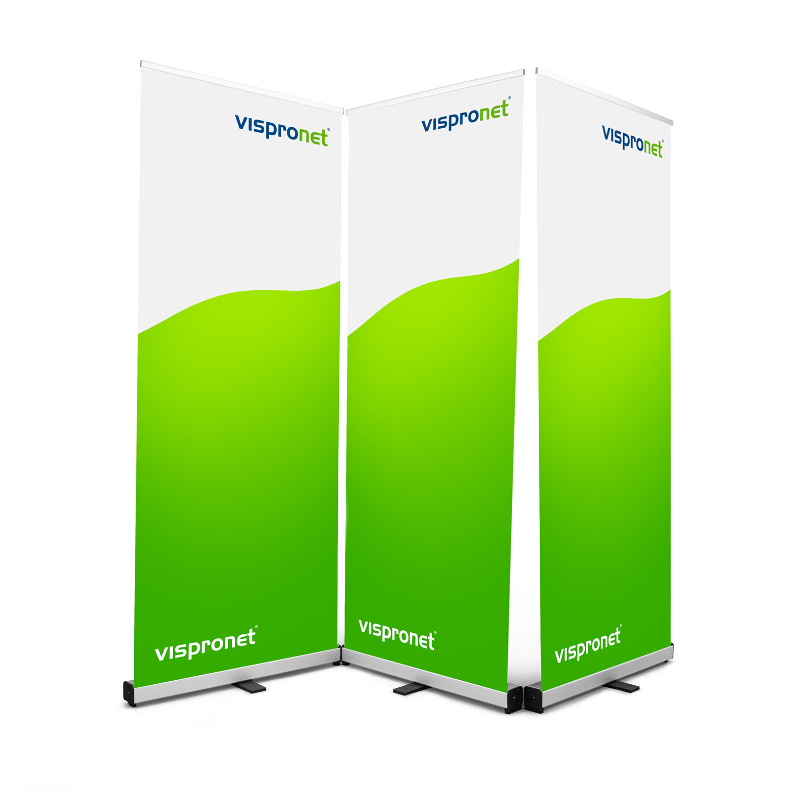 Connection of 3 Roll Up Economy units in a corner configuration