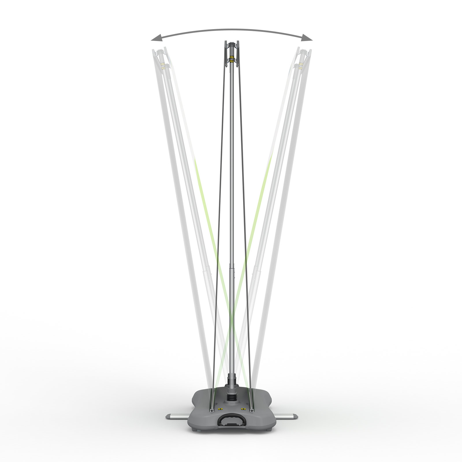 with 2-spring rod system for compensation of wind gusts in both directions
