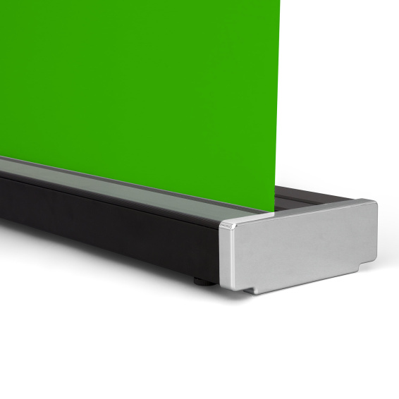 black aluminum housing with chrome-colored side caps