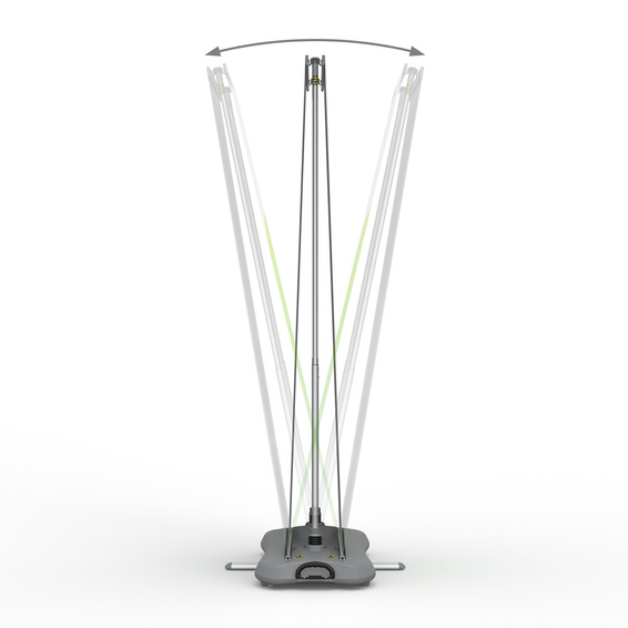 with 2-spring rod system for compensation of wind gusts in both directions