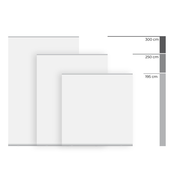 Roll Up Basic XL – Printed panels for three heights: 300 cm, 250 cm, 195 cm