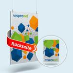 Advertising signs made of brushed silver aluminum composite panels, portrait format