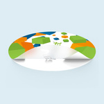 Frosted glass film: design printed in white on the reverse side, unprinted areas translucent