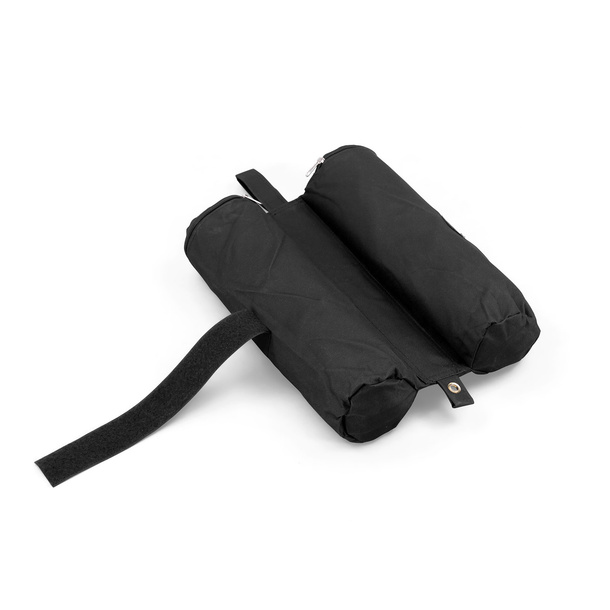 Sandbag weight, 2 fillable pockets, and fastening strap for attachment