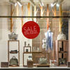 Window display advertising - securely applied from the inside, visible from the outside