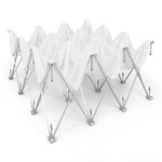 Aluminum scissor grid system, fastening of printed part with hook-and-loop tape